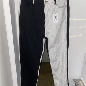 Cider Black and White Color Block Jeans